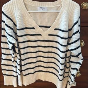Old Navy Black and White Striped Sweater